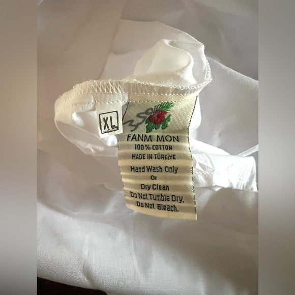 NWT Fanm Mon Larson Embroidered Long Sleeve VNeck Mini White Cotton Dress Sz XL - Picture 12 of 16